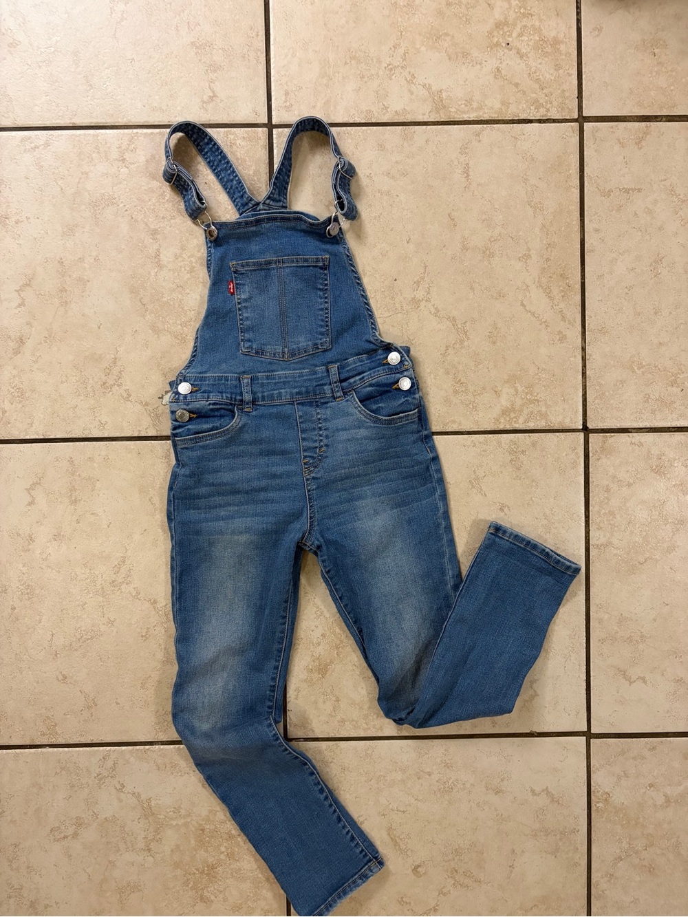 Levi's Blue Denim front bib pocket Overalls classic with Leather Patch size 10